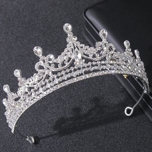 Pannband Rose Gold Silver Color Barock Black Vintage Red Green Crystal Half Crowns Princess Queen Tiara Diadem Weddem Hår smycken 231102