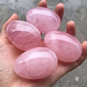 Dekorativa figurer naturliga rosa rose kvarts kristallägg boll magisk sfär helande kegel övning sten