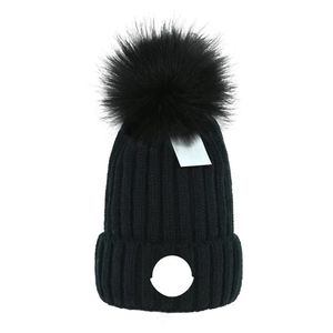 Designer hat Winter beanie Knitted Woolen Hat Women Warm faux fur pom Beanies Hats Fashion Versatile Christmas present fitted Letter outdoors ski leisure time hats