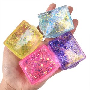 Creative Aurora Fidget Toy Mini Squishy Ice Block Slow Rising Squeeze Ball Soft High Stretch Mochi Kawaii Transparent Cube Stress Relief Sensory Toy 2906