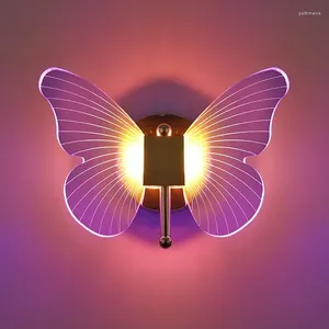 Lampade da parete Lampada acrilica a LED Farfalla Illuminazione per interni Camera da letto Comodino Soggiorno Decorazione scala