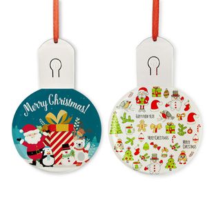 Sublimation Blank Christmas Ornament Bulb 7 Colors Changing Printing Acrylic Xmas LED light Pendant Creative Ornaments Heat Transfer DIY Fashion Round Shape