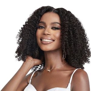 Perucas V Part Kinky Curly Cabelo Humano Sem Deixar de Fora Perucas U Parte Atualizadas para Mulheres Acessível 4C Afro Encaracolado Vpart Perucas Clipe em Meia Peruca Amigável para Iniciantes 150% Densidade