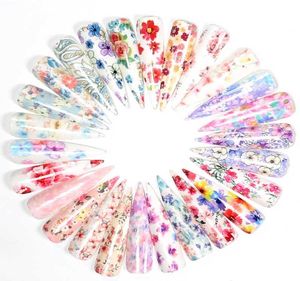 Adesivi per nail art con fiori 3D Cursori Trasferimento dell'acqua Avvolgimenti completi Consigli per unghie Adesivo Decorazione per manicure Decalcomanie 50 pezzi set1454559