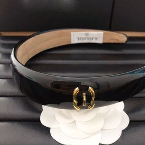 Classical Gold Letter Headbands Black Leather Designer Hair Bands for Women Girl Brand Elastic Casual Fashion Headband Head Wrap 3.8cm