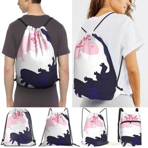 Torby na zakupy unisex sznurka yin yang axolotls kobiety plecaki mężczyźni na zewnątrz Travel Training Bag fitness