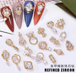 Senaste 5st Tassel Nail Art Zircon Nail Metal Jewelry Fingernail Zircon Diamond Charms Pendant Manicure Decoration6838898