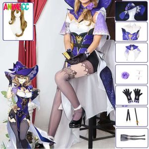 Spiel Genshin Impact Lisa Cosplay Kostüm Perücke Hut Anime der Bibliothekar Sexy Kleid Halloween Party Kleidung für Frauen Mädchen Cosplay
