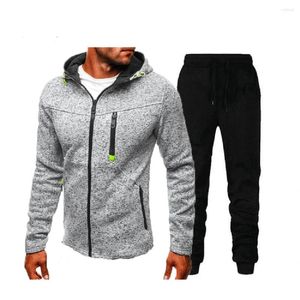 Herrspårar män huva tröja pullover för manlig hoody ytterkläder jacka mens blixtlås två stycken set jacquard fleece hoodie