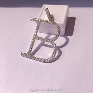 Necklaces Design High Quality Letter b Shape Pendant 14k White Gold with Vvs Moissanite 1.7x1.7 Inches Pendant for Necklace Jewelry