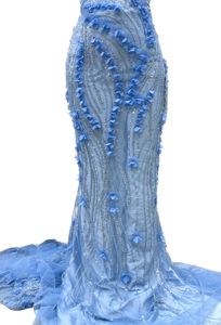 Luxury Bridal Dress French Tulle Lace paljetter Net tyg Beaded tyg 5 meter afrikanska kvinnor Bröllopsfest 2023 Högkvalitativ nigeriansk stil modern till försäljning KY-3067