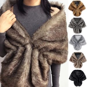 Scarve Kunstpelz Langer Schal Stola Wrap Shrug Schal Braut Dame Plüsch Hochzeitsjacke Weste Bolero Cape Stilvoll 231101