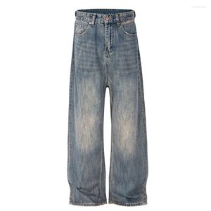 Mäns jeans breda benöppning baggy män 2023 enkel stil streetwear hip hop