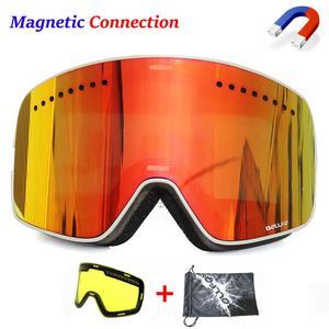 Okulary zewnętrzne magnetyczne gogle narciarskie antyfogowe UV400 podwójne warstwy soczewki snowboardowe gogle dla mężczyzn dla kobiet szklanki narciarstwa