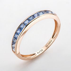 Ringos de cluster Ainuoshi 18k Gold rosa 0,59ct Rubi natural / 0,565ct Sapphire Engagem