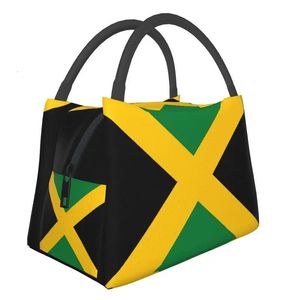 Pacotes de gelo/sacos isotérmicos bandeira jamaicana almoço isolado térmico feminino patriotismo sacola de almoço resuável para escritório armazenamento ao ar livre refeição caixa de alimentos 231019
