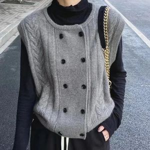 Maglioni femminili zik hekiy donne a doppio petto di lana cardigan giubbotto o torno torto maglione caldo magnifico gilet casual per 2023 autunno inverno 231102