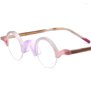 Occhiali da sole da uomo stile vintage opaco toppa colorata toppa in acetato mezza montatura occhiali da vista da donna cerchio lenti miopia ottica occhiali da vista