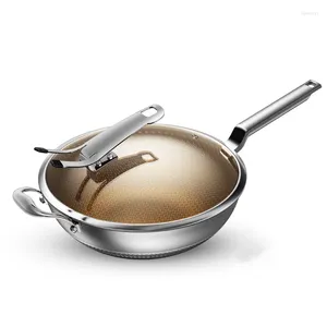 Pans Double-sided Honeycomb Non-stick Pan Stainless Steel Frying Induction Cooker Gas Available