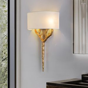 Wandlampen Vintage Kreative Lampe Ast Wohnkultur Leuchte Kupfer Gold Rrtro Geweih Wandleuchte Wohnzimmer Dekoration Licht