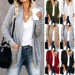 Suéteres femininos outono longo casaco mulheres jumper pull femme solto malha senhoras outerwear ropa mujer moda cardigan jaqueta suéter mulher roupas 231101