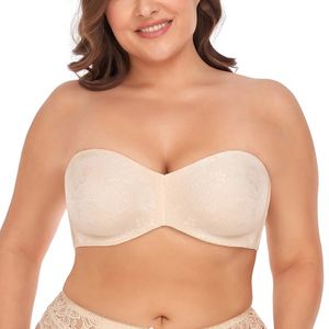 Bra's Strapless Bra Underwire Support Seemless Minimizer Bras Large Bust Unlined Bandeau Plus Size Convertible Straps 231102