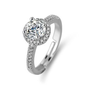 Forlove Two Gifts Luxury Simulated CZ Diamond Genuine 925 여성 결혼 약혼을위한 순수한 스털링 실버 반지