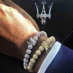 Mcllroy charme pulseira feminina ouro prata pulseira masculino contas de aço inoxidável pulseiras coroa zircônia cúbica pulseiras jóias j264z