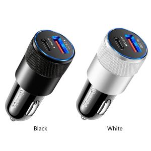 PD 38W Mobile Phone Charger QC3.0 18W+PD 20W USB+Type-C Car Charger Adapter 2 Ports Portable Travel for Phones