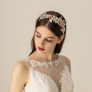 Haarspangen Handgefertigte Blume Brautkranz Krone Weißes Blatt Hochzeit Stirnband Tiara Mode Frauen Abschlussball Oranment