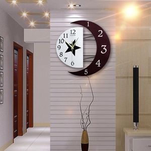 Wall Clocks Creative Nordic Minimalist Style Moon Frame Clock Home Fashion Personality Mute Shaped Living Room Bedroom Quartz