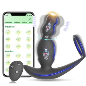 Giocattoli anali Rotante a 360° Butt Plug Vibratore Giocattoli sexy per uomini Massaggiatore prostatico Cock Ring APP Telecomando senza fili Giocattoli sessuali per adulti 18 231101