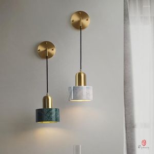 Vägglampa lyx hängande lampor järn marmor fancy modern dekoration hem el sovrum sovrum led e27 hållare belysning fixtur