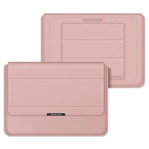 Waterproof PU Leather Protective Case Foldable Stand Magnetic Flap Laptop Sleeve for 13/14inch Notebook - Rose Gold