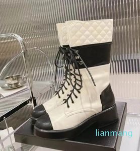 booties lady fashion Motorcycle boots chunky heel shoes lambskin high cut sneaker quilted Knight boots leather boot