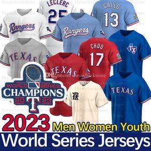 Teksas Şampiyonları Dünya Serisi Joey Gallo Jersey Shin-soo Choo Corey Seager Jacob DeGrom Adolis Garcia Nathan Eovaldi Marcus Semien Perez Ryan Ivan Rodriguez Forma