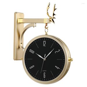 Orologi da parete Nordic Modern Luxury Clock Gold Double-sided Home Deocr Soggiorno Orologio al quarzo creativo Klok Gift FZ674