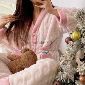Женская утолщенная теплая и удобная пижама для сна, женские зимние длинные санки, бархатный женский домашний комплект с подогревом L231
