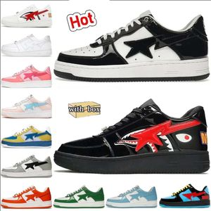 NEW Designer Casual Shoes bapestass Low for men Sneakers Patent Leather Black White Blue Camouflage Skateboarding jogging Sports Star Trainers