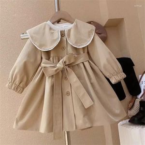 Coat Infant Girls Autumn Trench Children Fashion Doll Collar Waisted Jacket 1-3-5-7-10Y Spring Outdoor Clothing
