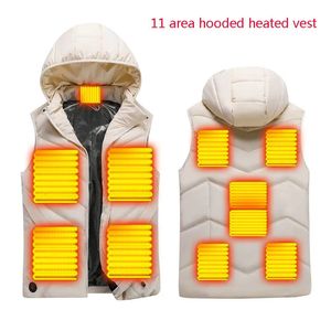 Herrvästar USB Smart Heat Vest för män Kvinnor Winter Outdoor Mountaineering Vandring Travel Hooded Waistcoat Solid Color Thermal Clothing 231102