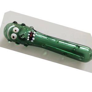 Venda quente Rick e Morty vidro bong fumar cachimbo de água pepino forma dos desenhos animados tubos de vidro frete grátis