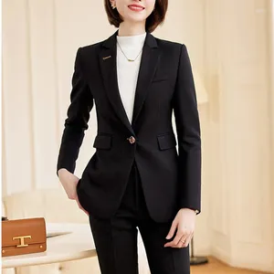Kvinnors tvåbitar byxor 2023 Fashion Pant Suits For Women Business Work Wear Uniforms 2 Set Female Office Lady Trousers Blazer Set Formal