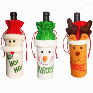 Berretti con teschio/teschio Decorazioni natalizie Decorazioni natalizie 10 pezzi/lotto 3D Copri bottiglia di vino Borsa Cappello Cappelli decorativi Vestiti per bottiglie di Natale Babbo Natale Pupazzo di neve