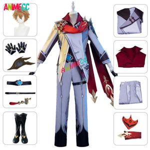 Genshin Impact Cosplay Costume Game Suit Tartaglia Wigs Mask Anime Uniform Halloween Party Men Costumes Fullset Cosplay