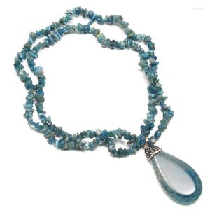 Naszyjniki wiszące dla kobiet naturalne kamienie niebieski smok Agat Kropek z żwirową szyją luksusowa jakość biżuterii