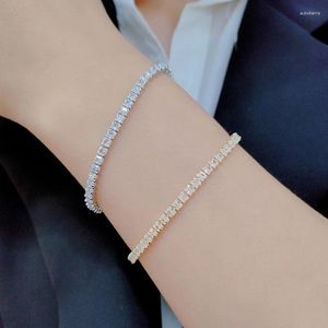Link pulseiras luxo romano zircão pulseira para mulheres moda quadrada corrente zircônia cúbica pulseira casamento nupcial jóias acessórios