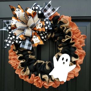 Decorazioni natalizie 40 cm Ghirlande autunnali Raccolto Autunno Porta Ghirlanda artificiale Natale Decorazione di Halloween Bacche di zucca Fantasma Foglia d'acero Decorazioni per la casa 231101