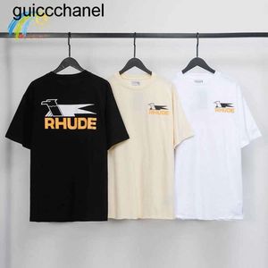 Moletom com capuz masculino 2023 verão primavera marca de moda streetwear andorinha impressão rhude camisetas homens mulheres 1 algodão damasco preto branco rhude tee