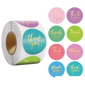 Gift Wrap Gift Wrap 500Pcs/Roll 1 Inch 2.5Cm Roll With Stam Sticker Label Thank You Stickers Scrapbooking Seal Envelope Decoration Dro Dhy4X
